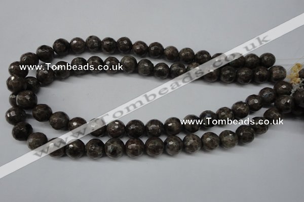 CLB404 15.5 inches 12mm faceted round grey labradorite beads