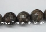 CLB406 15.5 inches 16mm faceted round grey labradorite beads