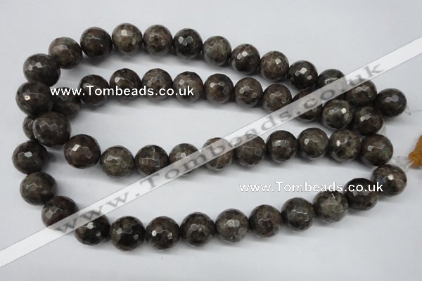 CLB406 15.5 inches 16mm faceted round grey labradorite beads