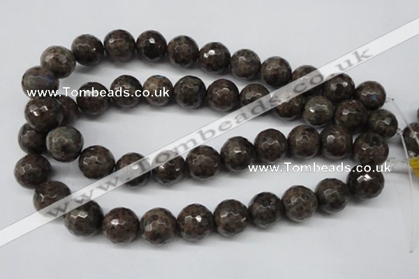 CLB407 15.5 inches 18mm faceted round grey labradorite beads