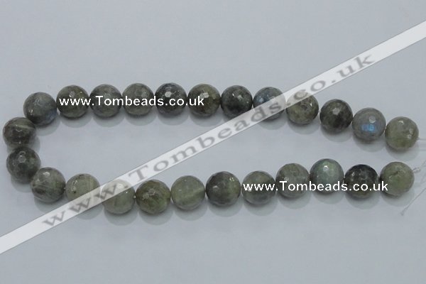 CLB52 15.5 inches 16mm faceted round labradorite gemstone beads