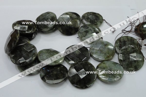 CLB53 15.5 inches 30mm faceted flat round labradorite gemstone beads