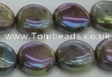 CLB636 15.5 inches 12mm flat round AB-color labradorite beads