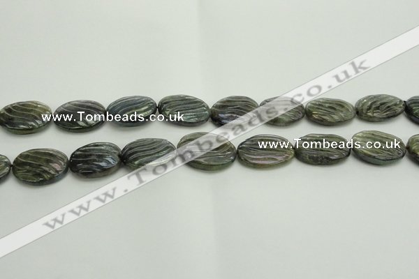 CLB668 15.5 inches 18*25mm carved oval AB-color labradorite beads