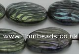 CLB669 15.5 inches 22*30mm carved oval AB-color labradorite beads