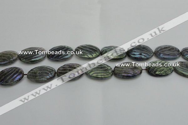 CLB669 15.5 inches 22*30mm carved oval AB-color labradorite beads