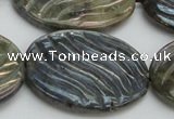 CLB671 15.5 inches 30*40mm carved oval AB-color labradorite beads