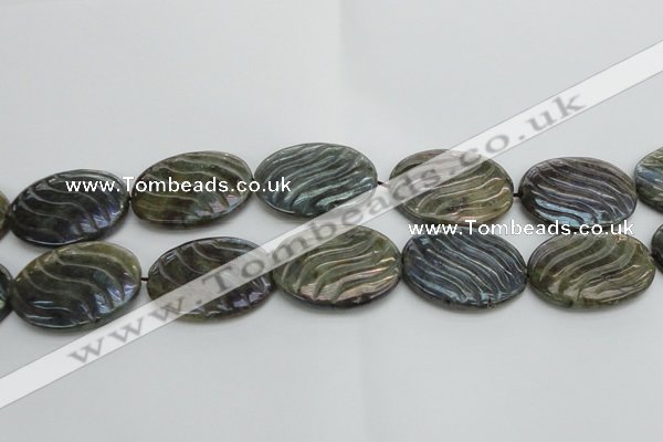 CLB671 15.5 inches 30*40mm carved oval AB-color labradorite beads