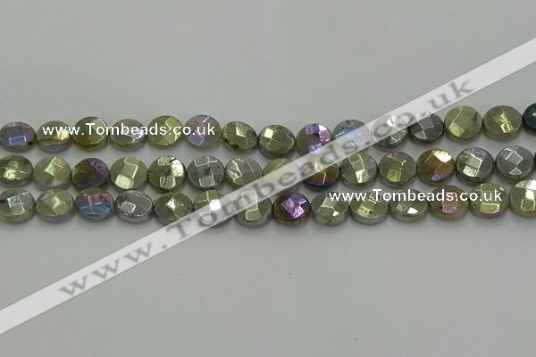 CLB677 15.5 inches 10mm faceted coin AB-color labradorite beads