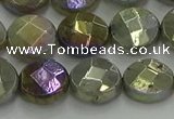 CLB678 15.5 inches 12mm faceted coin AB-color labradorite beads