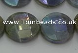 CLB680 15.5 inches 18mm faceted coin AB-color labradorite beads