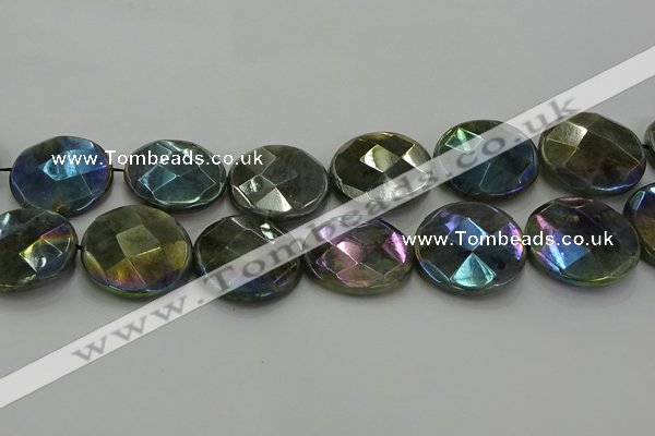 CLB683 15.5 inches 30mm faceted coin AB-color labradorite beads