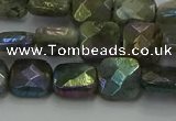 CLB686 15.5 inches 10mm faceted square AB-color labradorite beads