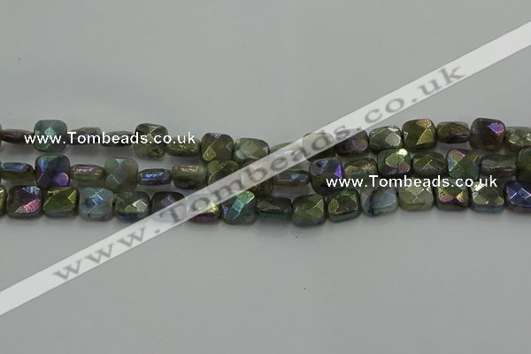 CLB686 15.5 inches 10mm faceted square AB-color labradorite beads