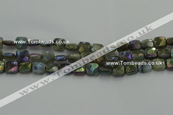 CLB687 15.5 inches 12mm faceted square AB-color labradorite beads