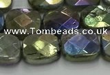 CLB688 15.5 inches 15mm faceted square AB-color labradorite beads