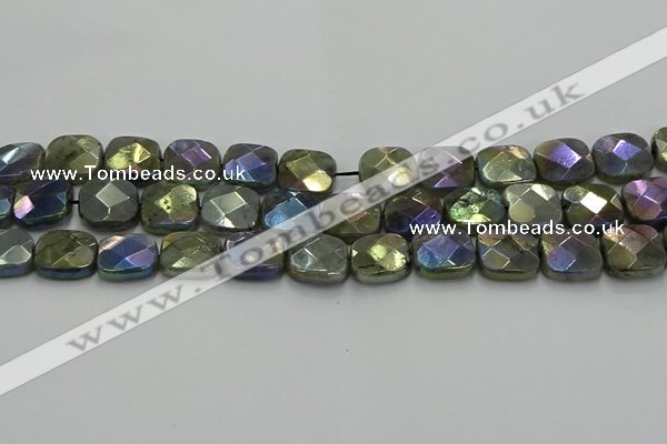 CLB688 15.5 inches 15mm faceted square AB-color labradorite beads