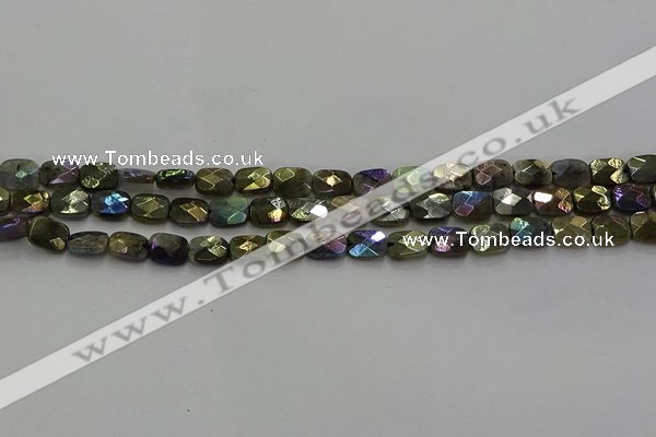 CLB695 15.5 inches 8*10mm faceted rectangle AB-color labradorite beads