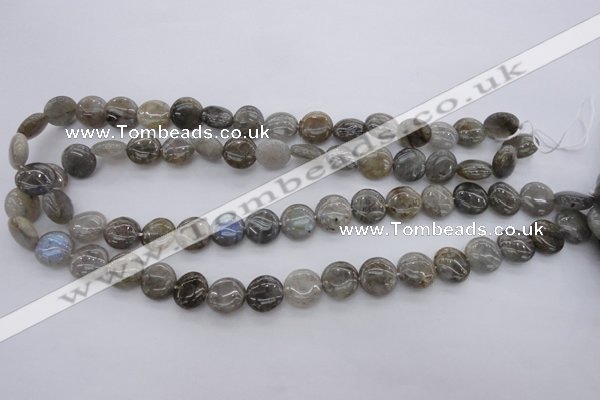 CLB72 15.5 inches 12mm flat round labradorite beads wholesale