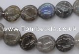 CLB735 15.5 inches 10mm flat round labradorite gemstone beads