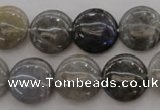 CLB737 15.5 inches 18mm flat round labradorite gemstone beads