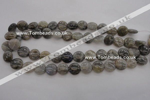 CLB74 15.5 inches 15mm flat round labradorite beads wholesale