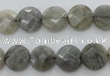 CLB743 15.5 inches 14mm faceted coin labradorite gemstone beads