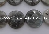 CLB745 15.5 inches 18mm faceted coin labradorite gemstone beads