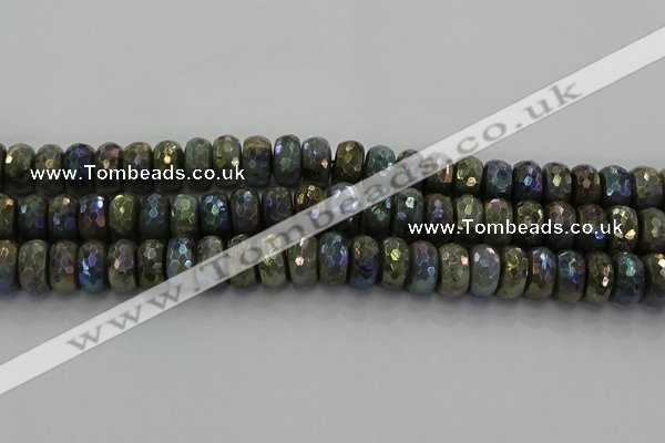 CLB760 15.5 inches 8*14mm faceted rondelle AB-color labradorite beads