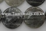 CLB78 15.5 inches 25mm flat round labradorite beads wholesale