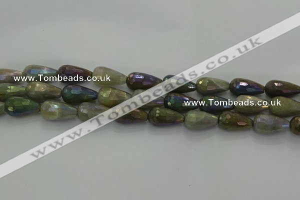 CLB784 15.5 inches 10*20mm faceted teardrop AB-color labradorite beads