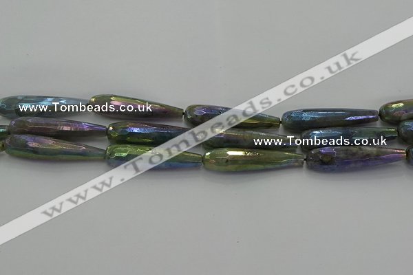 CLB786 15.5 inches 10*40mm faceted teardrop AB-color labradorite beads