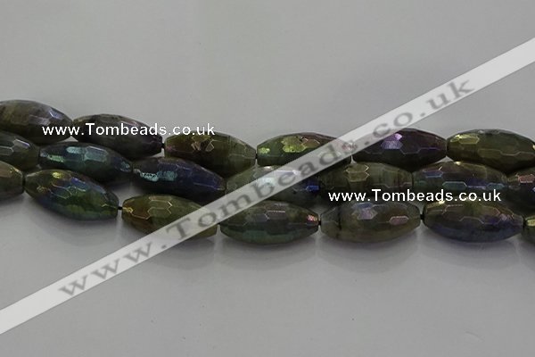 CLB788 15.5 inches 10*20mm faceted rice AB-color labradorite beads