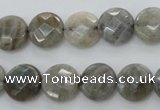 CLB88 15.5 inches 12mm faceted coin labradorite beads wholesale