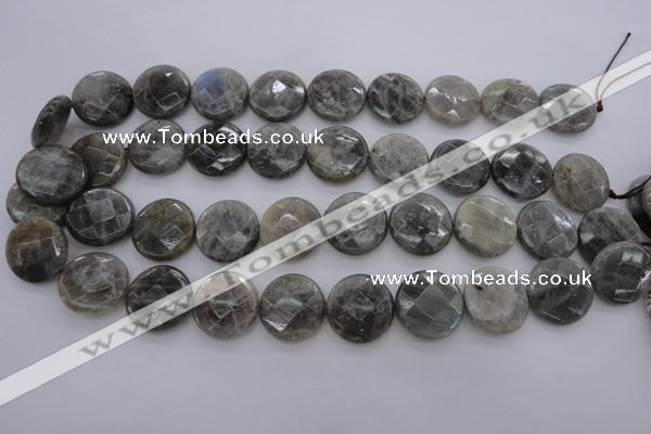 CLB91 15.5 inches 20mm faceted coin labradorite beads wholesale