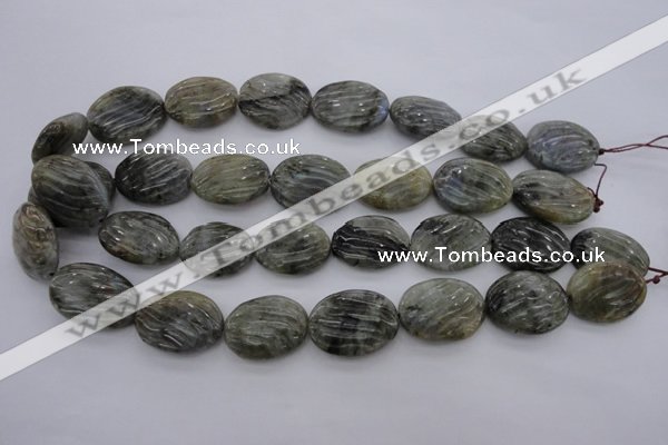 CLB98 15.5 inches 18*24mm carved oval labradorite beads