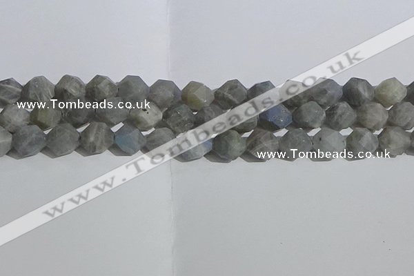 CLB999 15.5 inches 12mm faceted nuggets matte labradorite beads