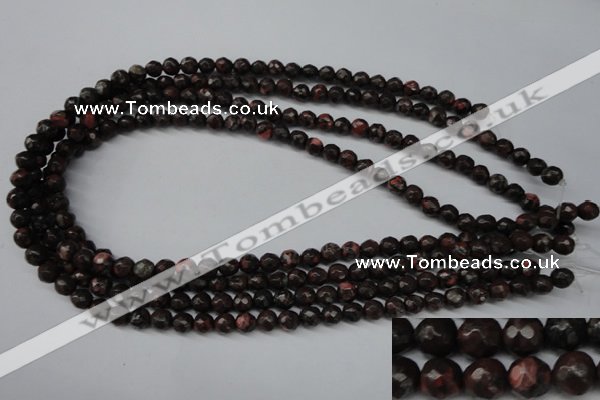 CLD101 15.5 inches 6mm faceted round leopard skin jasper beads