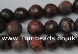 CLD103 15.5 inches 10mm faceted round leopard skin jasper beads