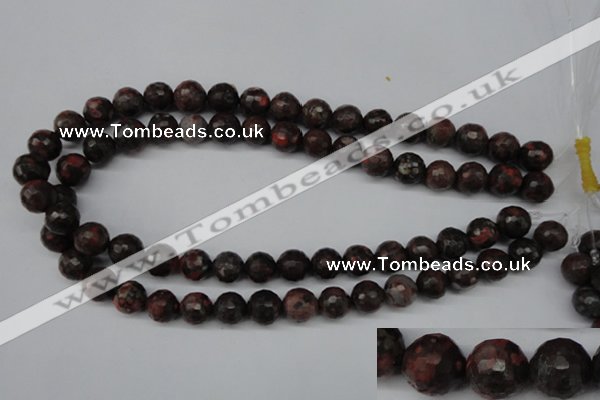 CLD104 15.5 inches 12mm faceted round leopard skin jasper beads