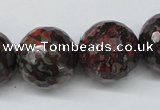 CLD108 15.5 inches 20mm faceted round leopard skin jasper beads