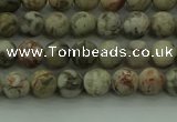 CLD201 15.5 inches 6mm round matte Chinese leopard skin jasper beads