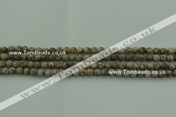 CLD201 15.5 inches 6mm round matte Chinese leopard skin jasper beads