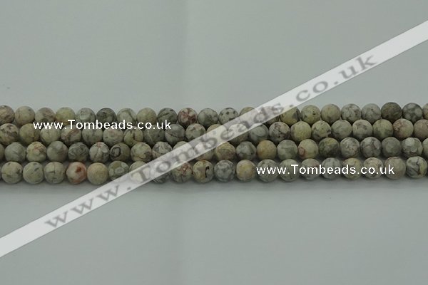 CLD202 15.5 inches 8mm round matte Chinese leopard skin jasper beads