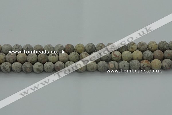 CLD203 15.5 inches 10mm round matte Chinese leopard skin jasper beads