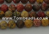 CLD211 15.5 inches 6mm round matte leopard skin jasper beads