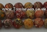 CLD212 15.5 inches 8mm round matte leopard skin jasper beads