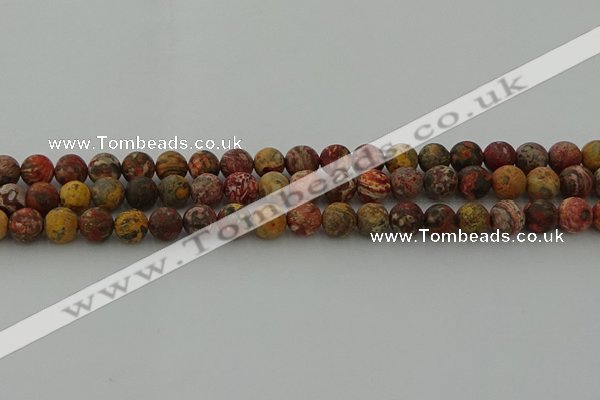 CLD212 15.5 inches 8mm round matte leopard skin jasper beads