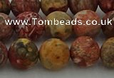 CLD214 15.5 inches 12mm round matte leopard skin jasper beads