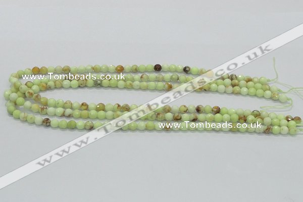 CLE33 15.5 inches 6mm faceted round lemon turquoise beads wholesale